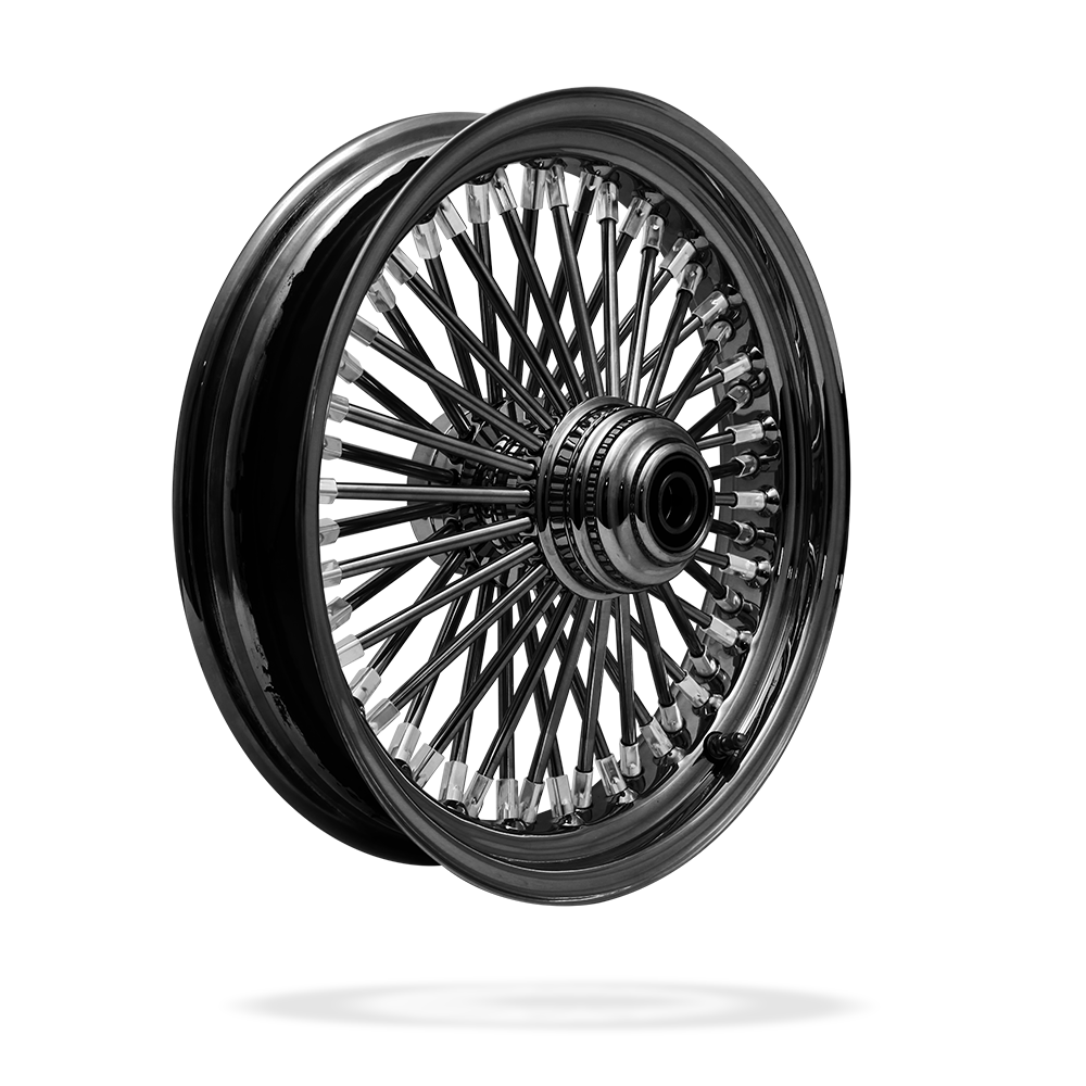 16x3.5 Front Or Rear 50-Spoke Pre-Staged Custom Motorcycle Wheel (Steel, BCBB)