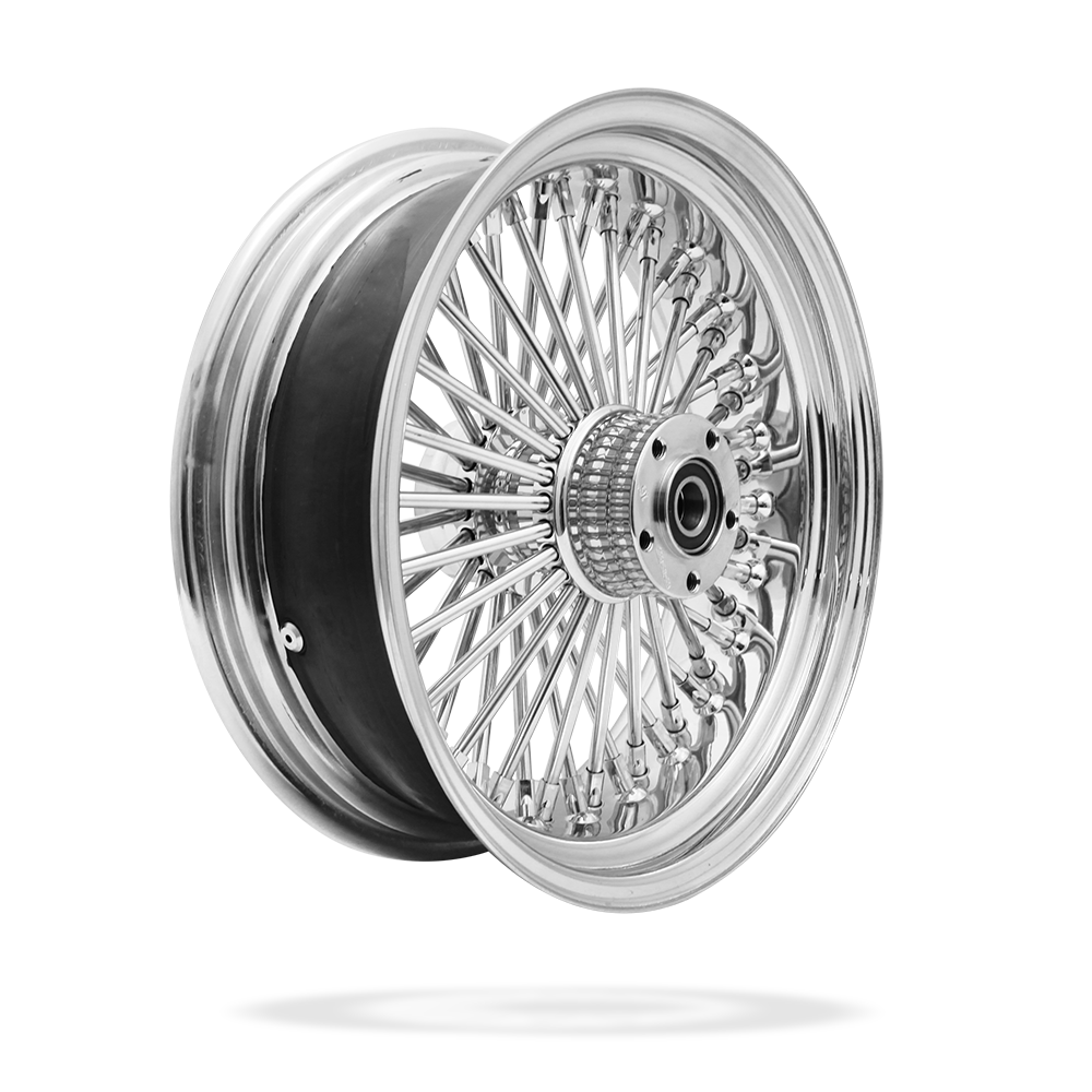 16x5.5 Rear 50-Spoke Pre-Staged Custom Motorcycle Wheel (Steel, CCCC)