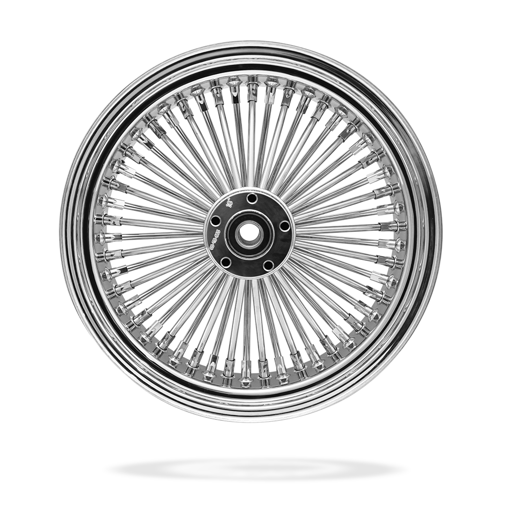 16x5.5 Rear 50-Spoke Pre-Staged Custom Motorcycle Wheel (Steel, CCCC)