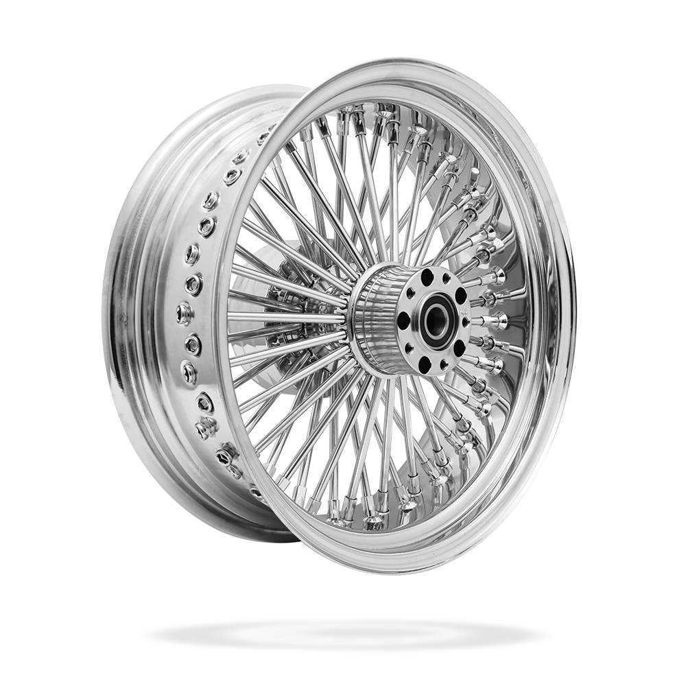 17x6 Rear 50-Spoke Pre-Staged Custom Motorcycle Wheel (Steel, CCCC)