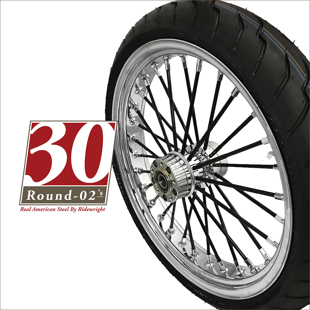 Fat 30-Round-02's" Fat 30-Spoke Motorcycle Wheel