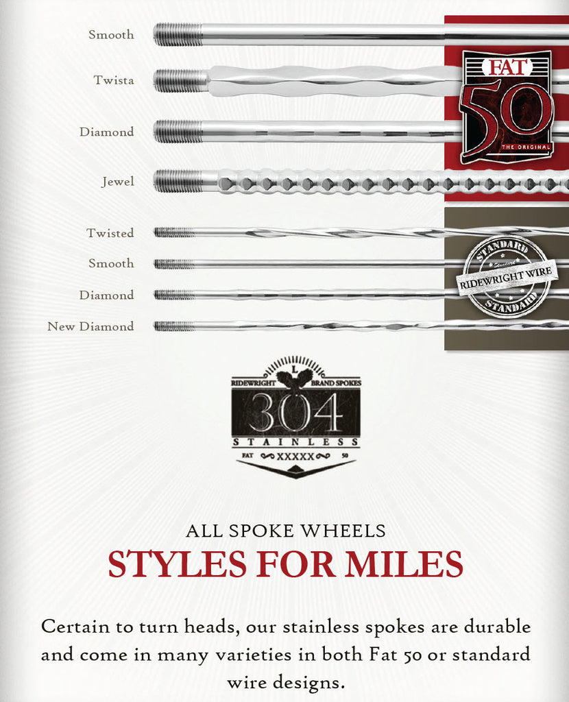 19x3 Front Or Rear 50-Spoke Pre-Made Custom Motorcycle Wheel (Steel, CCCC)